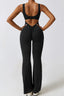 Basic Bae Cutout Ruched Bootcut Sleeveless Active Jumpsuit