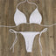 Sexy Women Thong Bikini Set Side Halter Tie Swimsuit Ladies Split Strap Adjustable Bandage Style Brazilian Swimwear Beachwear
